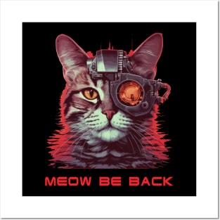 Retro 80s 90s Robot Cat Posters and Art